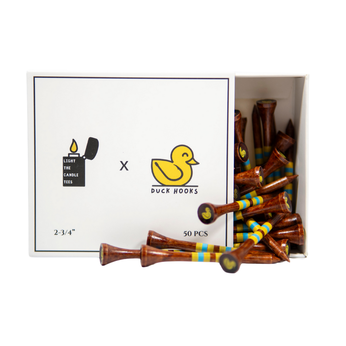 "Duck Hooks" Golf Tees, Front View